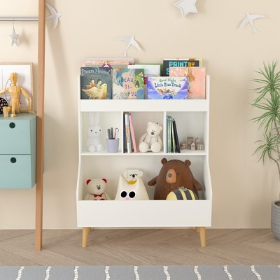 Sevobal Decorative Bookshelf Multifunctional Kids Bookshelf And Toy Storage, Storage Organizer, Children Bookcase, White, 27.56"*15.75"*31.3"