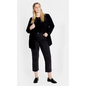 Women's Plus Size Harley Baylee Straight Jean - grey check | CITY CHIC - 1 of 4