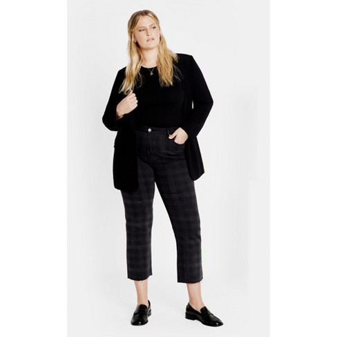 Women's Plus Size Harley Baylee Straight Jean - grey check | CITY CHIC - image 1 of 4