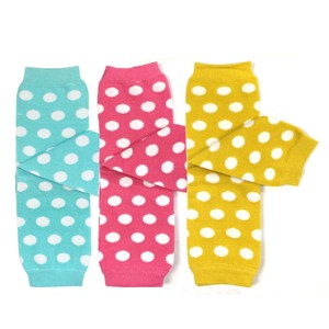 Wrapables Dots Baby Leg Warmers (Set of 3), Aqua, Pink, Yellow - 1 of 4