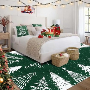 Christmas Washable Area Rug, Non Slip Low Pile Non Shedding Throw Carpet, Soft Mat for Living Room Bedroom Dinning Room Holiday Decor - 1 of 4