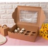 Juvale 12-Pack Kraft Paper Cupcake Carrier Box, Pastry Box Take Out Containers with 12-Inserts & Window, 14”x4”x10”, Brown - image 3 of 4