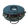 Wreath Storage Bag- 36 Round- Protect Holiday, Easter, Fall & Christmas Artificial Wreaths & Garland-Green Canvas Tote with Handles by Tiny Tim Totes - 2 of 4