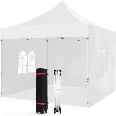 10x10 Pop Up Canopy Tent, Commercial Instant Canopy Shelter with Heavy Duty Wheeled Carry Bag Bonus 4 Sand Bags