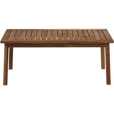 Rustic Acacia Wood Rectangular Outdoor Coffee Table 43" Brown Slat