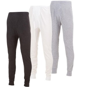 Mens Thermal Long John Pants - Thermal Bottom Base Layer- Lightweight Thermal Underwear Mens, Pack of 3 - 1 of 4