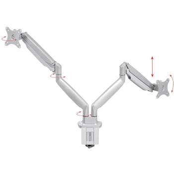 Monoprice Dual Arm Adjustable Gas Spring Desk Mount - Silver For 15 to 34 Inch Monitors, Vessa 100x100, weight 19.8lbs - Workstream Collection