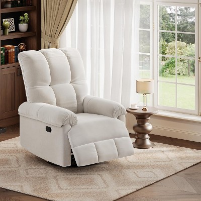 Oversized Recliner Chair, Overstuffed Soft Chenille Swivel Rocker Recliner with Padded Armrests, Comfortable Nursery Rocking Chairs