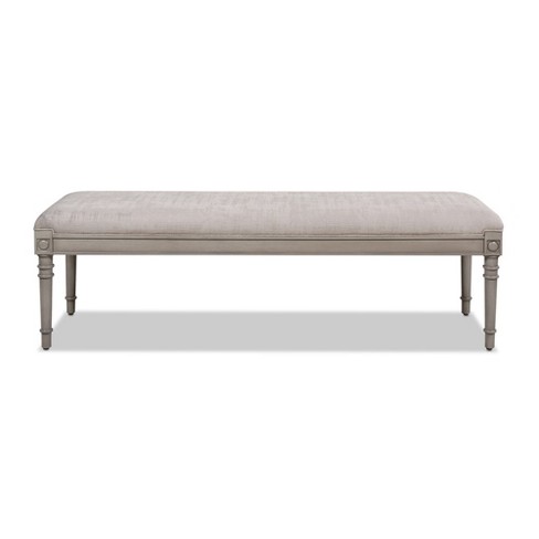 JTH LUXE Dauphin 60 inch Upholstered Solid Birch Wood Bench, Lustrous  Silver Gray Brushstroke Velvet