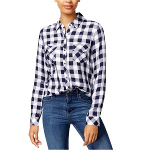 maison Jules Womens Check-print Button Up Shirt - 1 of 1