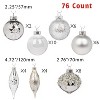 Every Day is Christmas 76 Count Glass Christmas Ball Ornaments for Christmas Trees, Elegant Premium Variety Set of Holiday Decorations (Silver) - 3 of 4