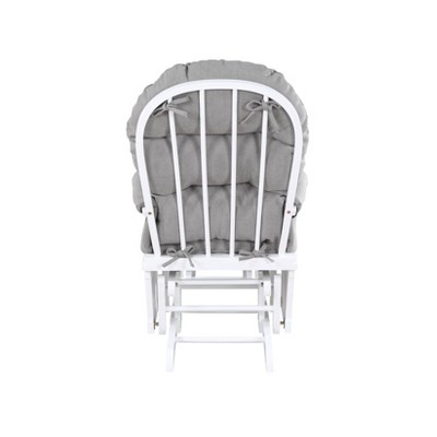 White Wood and Gray Fabric Glider with Ottoman