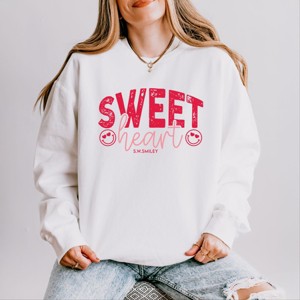 S.W.Smiley Sweet Heart Distressed - Women's Lightweight Garment Dyed Sweatshirt - 1 of 4