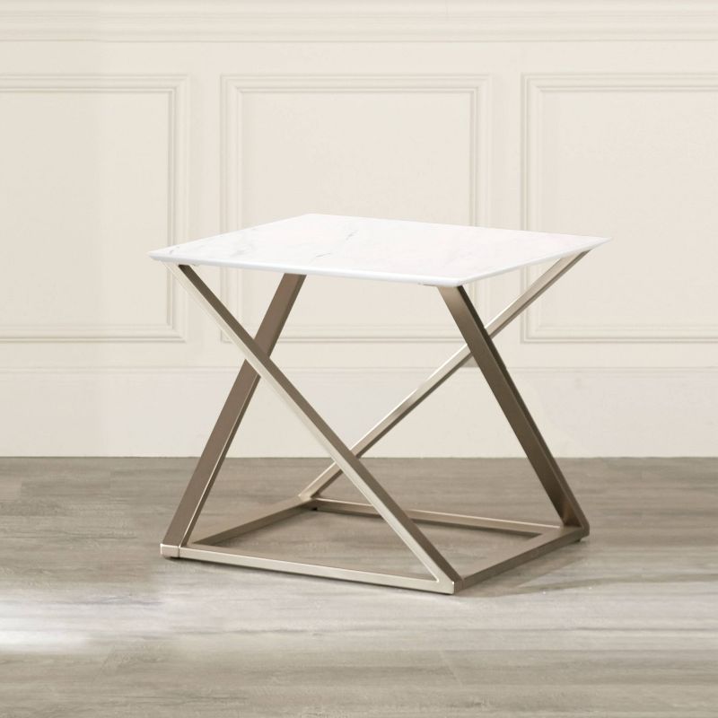 Zurich Square End Table White/Chrome - Steve Silver Co., 3 of 5