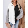 Clearlove Women's Color Block Corduroy Relaxed Shirt Jacket Oversized Button Front Casual Cover-Up - 3 of 4