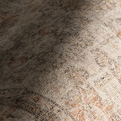 Light Brown Rectangular Synthetic Vintage Medallion 4' x 6' Area Rug