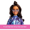 Barbie Deluxe Style Doll #7 in Metallic Blue Top and Skirt, Wavy Brown Hair, Accessories - 3 of 4
