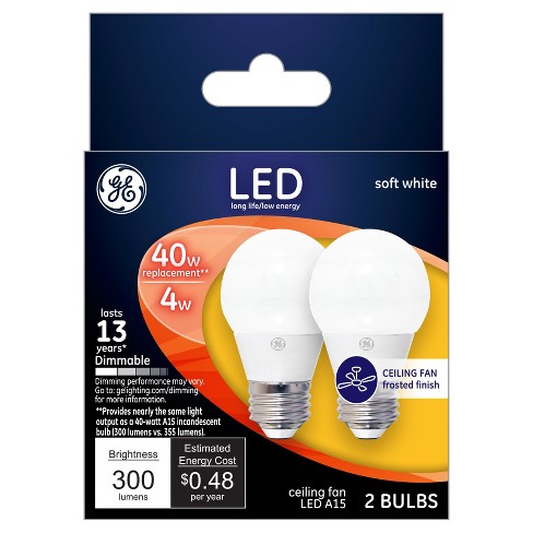 Ge Led 40watt A15 Ceiling Fan Light Bulb 2pk Soft White White Bulb