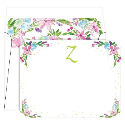 10ct Die-Cut Social Set Floral Crest Monogram - Z