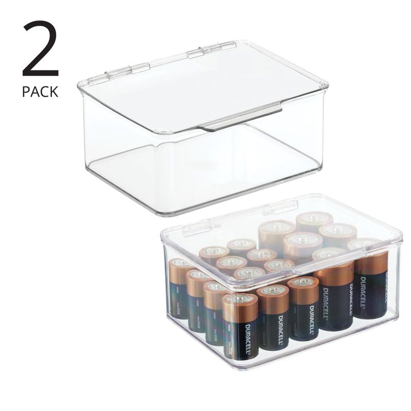 mDesign Stackable Divided Battery Storage Organizer Box, 2 of 7