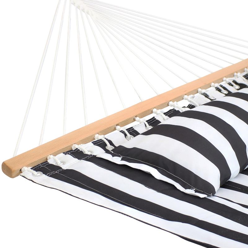 Sunnydaze 2-Person Quilted Fabric Spreader Bar Hammock with Detachable Pillow and Stand - 400 lb Weight Capacity/15' Stand, 5 of 19