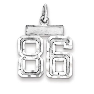 Black Bow Jewelry Sterling Silver, Varsity Collection, Small D/C Pendant, Number 86 - 1 of 4