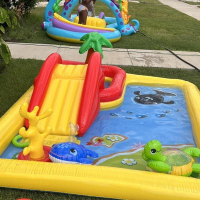 Intex Dinoland Backyard Kiddie Inflatable Swimming Pool And Inflatable  Ocean Play Center Pool With Slides, Water Sprayers, Toys, And Games : Target