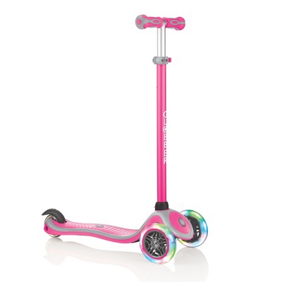 Globber 442-110 V2 3-Wheel Kids Kick Scooter with LED Light Up Wheels and Adjustable Height and Comfortable Grips for Boys and Girls, Pink