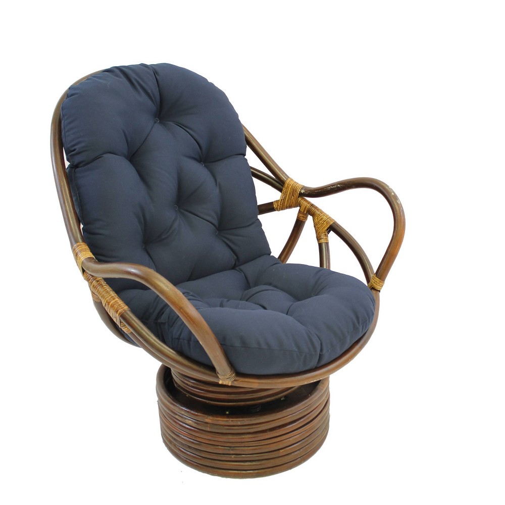 Photos - Rocking Chair Swivel Rocker with Twill Cushion Navy Blue - International Caravan