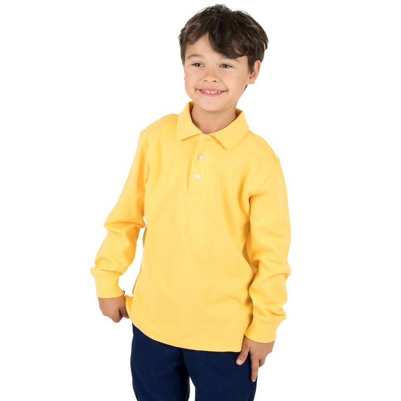 Leveret Kids Cotton Long Sleeve Polo Shirt, 2 of 3