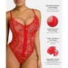 SHAPELLX Lace Bodysuit for Women Tummy Control Shapewear Backless Body Suits One Piece Body Shaper Thongs—Red 38 - 3 of 3
