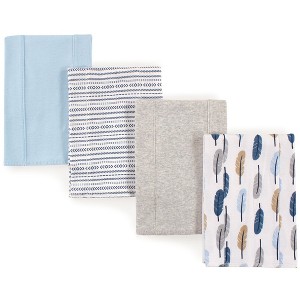 Touched by Nature Baby Boy Organic Cotton Burp Cloths 4pk, Boy Feathers, One Size - 1 of 1