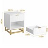 Whizmax Nightstand with 2 Drawer Bedside Table [Golden Handle] [Golden Base] [Diamond Style] for Bedroom, The Living Room, White - 3 of 4