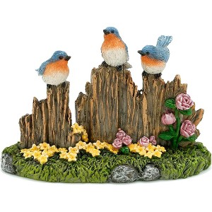 Marshall Home & Garden Fairy Garden Woodland Knoll, Bluebirds Chatting on Fence - 1 of 1