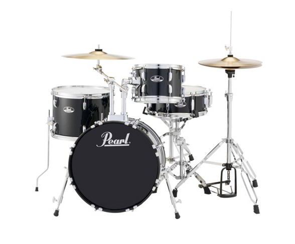 Pearl Roadshow 4pc Drumset with Hardware & Cymbals - Jet Black (RS584)