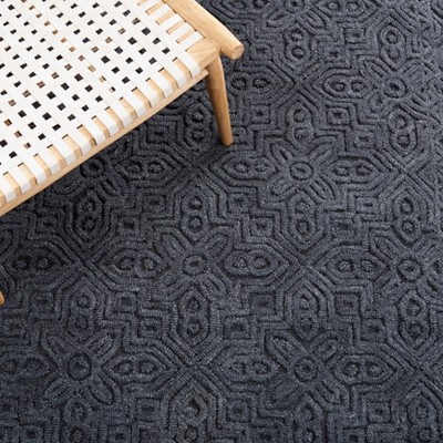 Gray Geometric Tufted Wool 6' x 9' Handmade Area Rug