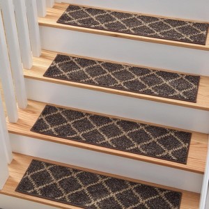 MBIGM Non-Slip Safety Rug, Stair Treads for Wooden Steps, Wood Treads for Steps, Ideal for Wooden Stairs, Coffee Liquor/Beige, 15 pk - 1 of 4