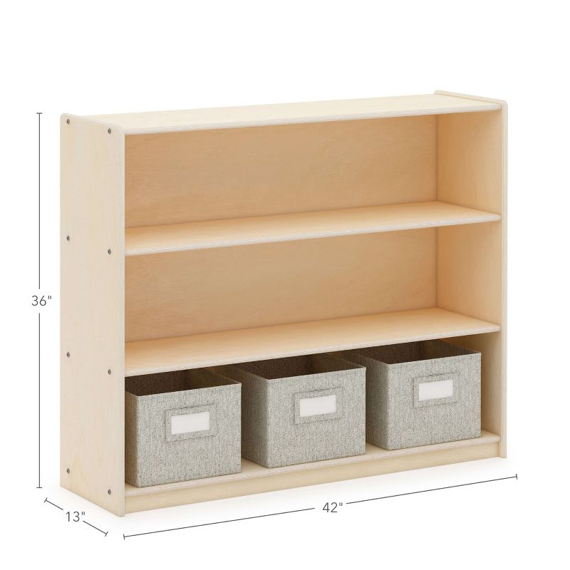 Guidecraft EdQ 3-Shelf Open Storage 36": Kids' Wooden BookShelf with Book Shelves and Bins for Classroom and Homeschool Organization, 3 of 4