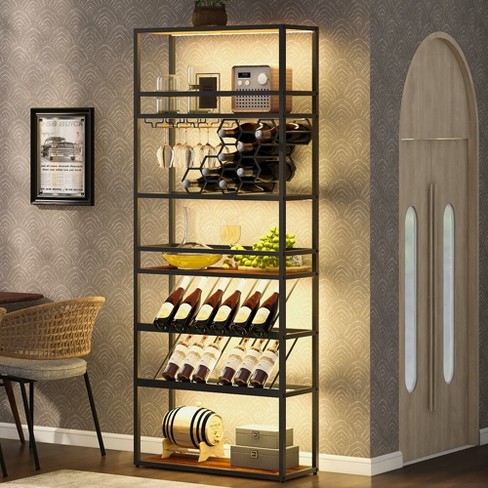 Lovmor 7 tier Wine Baker Rack With Glass Holder Wine Storage Target