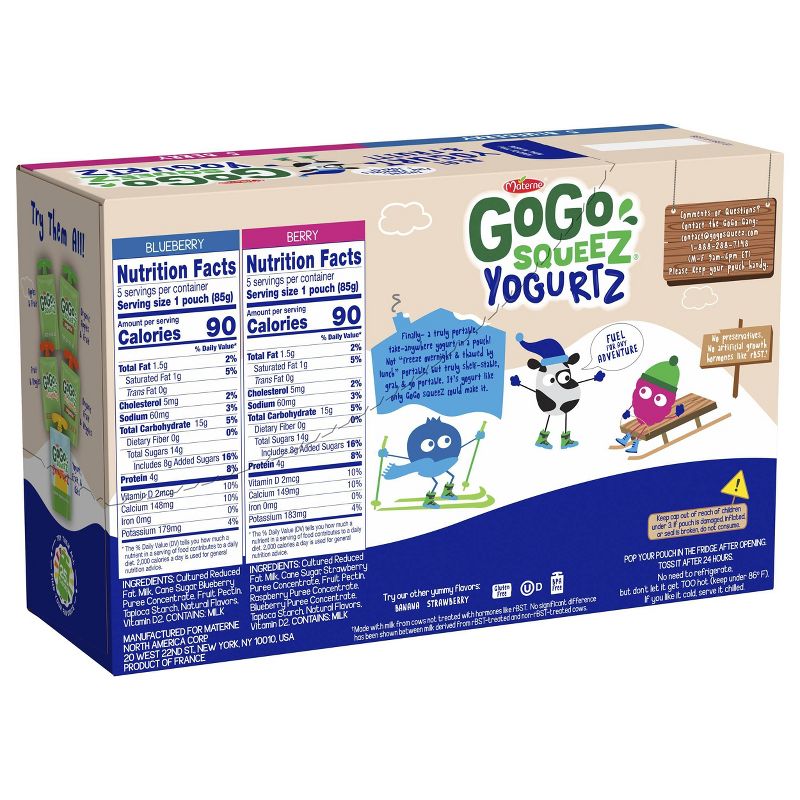 GoGo Squeez Kids&#39; Yogurtz Blueberry &#38; Berry Yogurt Pouches  - 30oz/10ct, 3 of 7