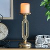 D4.3" x 11" Cutout Candle Holder, Antique Finish, Diamond-Pressed Pattern, Elegant Accent-- Frevyn - 2 of 4