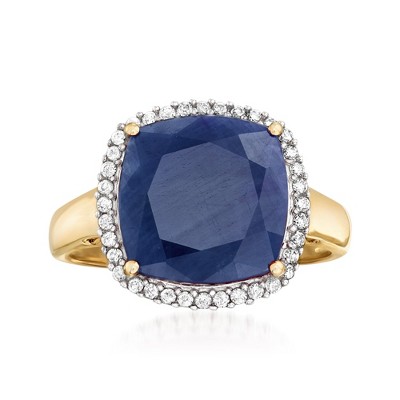 Ross-Simons 7.10 Carat Sapphire and .16 ct. t.w. Diamond Ring in 14kt Yellow Gold