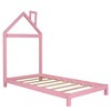 NicBex Twin Platform Bed Frame with House-Shaped Headboard for Boys and Girls,Solid Wood Slats Support,Easy Assembly,No Box Spring Needed,Pink - 3 of 4