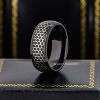 Jewelry Avalanche 8mm Dome Black IP Honeycomb Inlay Tungsten Carbide Mens Wedding Band - 2 of 4