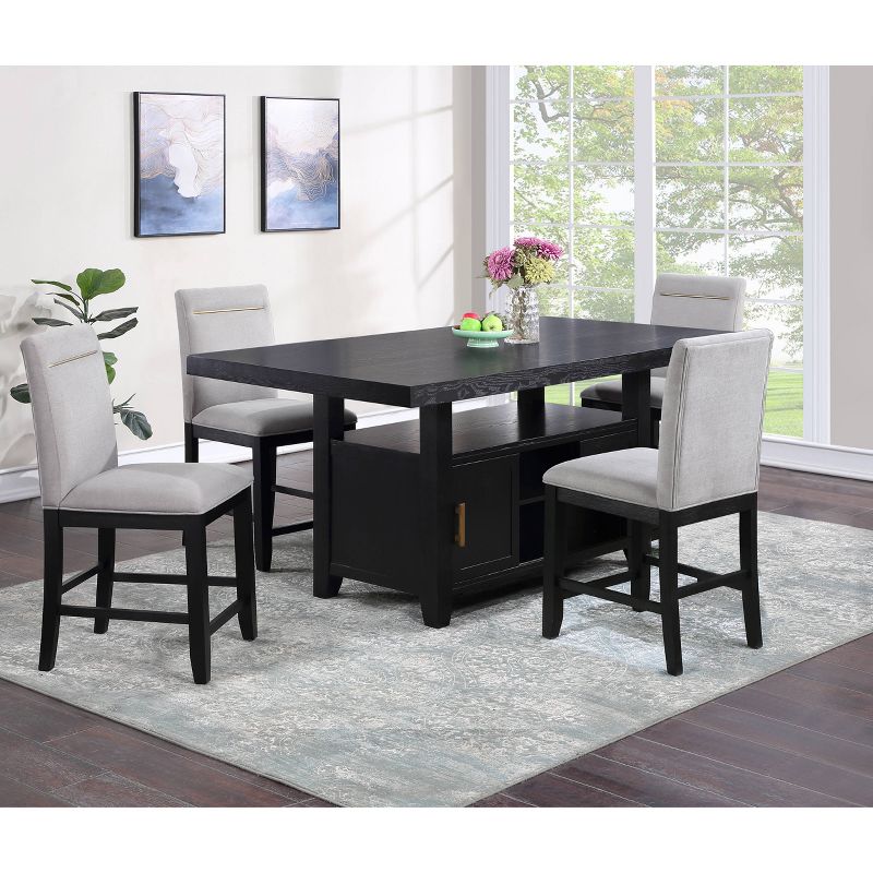 5pc Yves Counter Height Dining Set with Storage Rubbed Charcoal - Steve Silver Co., 3 of 12