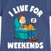 Girls' - Garfield - I Live For Weekends Fitted Short Sleeve Graphic T-Shirt - image 2 of 4