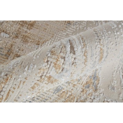 Gray and Beige Abstract Synthetic 3x5 Area Rug