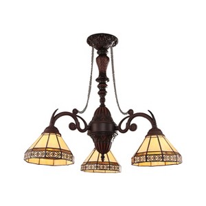 Chloe Lighting Belle Mission Tiffany-Style Blackish Bronze 3 Light Mini Chandelier 21" Wide - 1 of 4