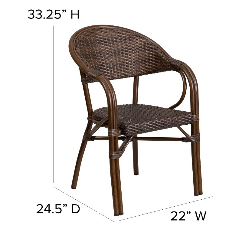 Emma and Oliver Rattan Restaurant Patio Bamboo-Aluminum Frame Chair with Open Back, 5 of 13