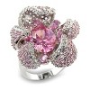 Slickblue Rose CZ Brass Ring with Rhodium Finish - Pave Round Solitaire Design, Women's Jewelry, Size 5-10 - 3 of 3